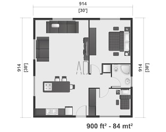 30x30 House Plans Etsy Ireland