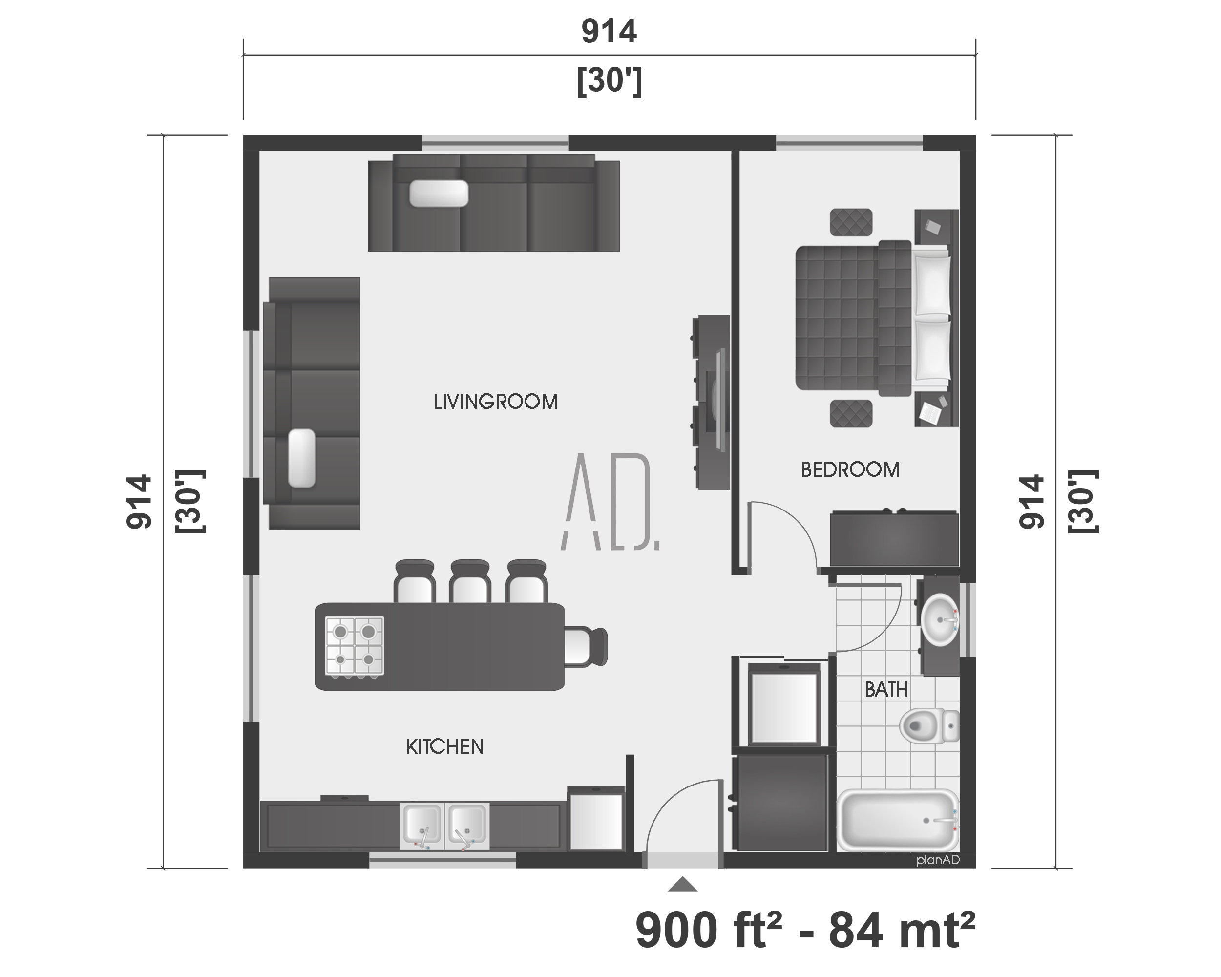 900 Sq Ft House Plan - Etsy