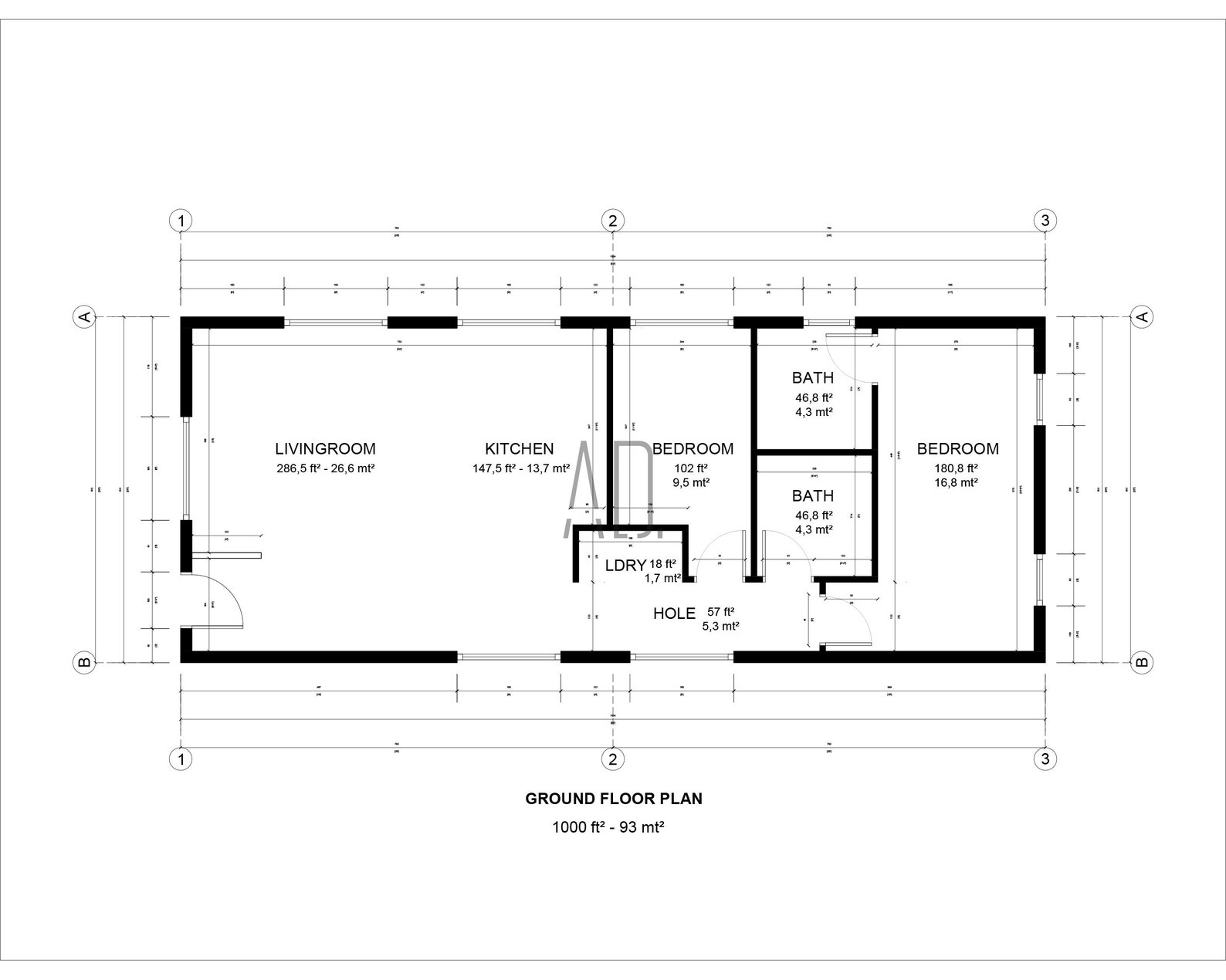 narrow-lot-house-plan-1000-sq-ft-house-2-bedroom-home-cabin-etsy