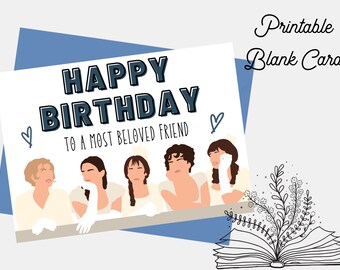 Pride & Prejudice Card for Friend | Jane Austen Greeting Card | Print at Home | Happy Birthday Friend | 5x7" or 4x6" Card