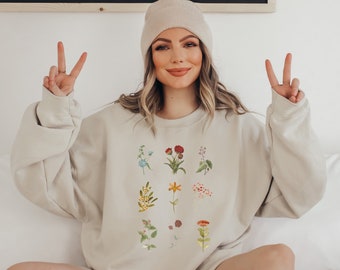 Vintage Wildflower Sweatshirt | Cottagecore Botanical Design