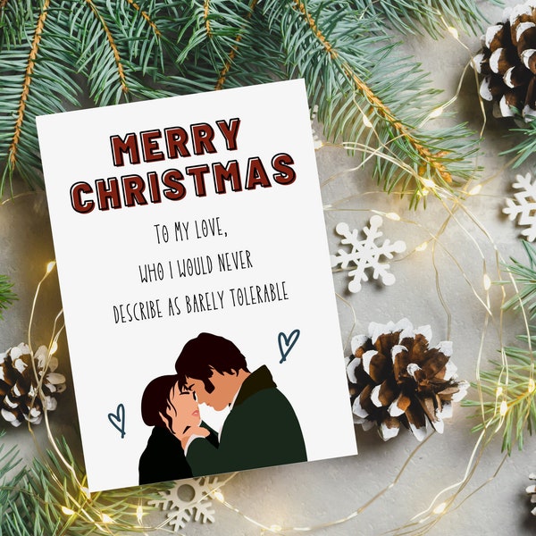 Jane Austen Christmas Card | P and P Greeting Card | Print at Home | Pride and Prejudice Quote | 5x7" or 4x6" Card | Mr. Darcy Card