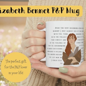 Elizabeth Bennet Quote Mug, Pride & Prejudice Quote, Gift for Book Lover, Jane Austen Mug, Bookish Gifts, Mr. Darcy Proposal