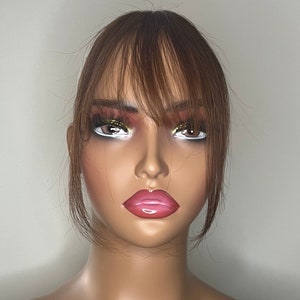 Korean Air Bangs Light Warm Brown | Remy Human Hair Clip-in Bangs | See Through Front Fringe (#5) | Natural Virgin Human Hairs Extension