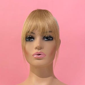 Korean Air Bangs in Dark Blonde | Clip In Remy Human Hair Bangs | Real Hairs Wispy Fringe (#18) | Hand Tied Virgin Hair Bangs | Tiny Bangs