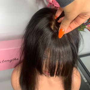 Dunkelbraun Clip In Pony | Hair Topper Echthaar | Hand Geknüpfte Jungfrau-Perücke | Echthaar-Perücke Fransenverlängerung | Echthaar Pony Style (#1B)