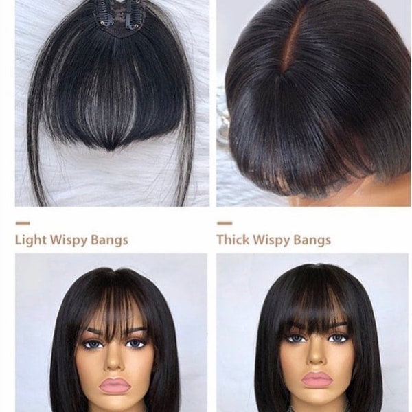 Clip-in bangs | human hair | darkest brown / warm brown raw virgin hair |