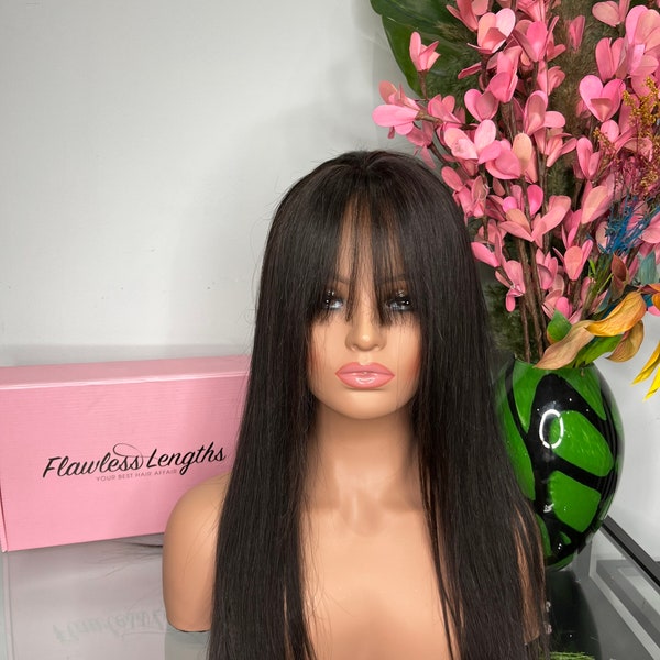 Hand tied bangs | darkest brown | human hair clip-in bangs