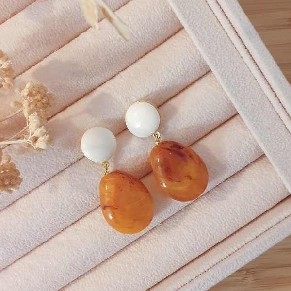 Resin pebble earrings