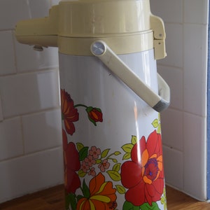 Vintage Dispenser Air Pot Tiger Retro JAPAN Hot Cold 2 Quarts Liquid Dispenser  Coffee Pot With Roses 