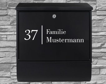 Briefkasten Namensschild Aufkleber - Familie, Name, Nummer -