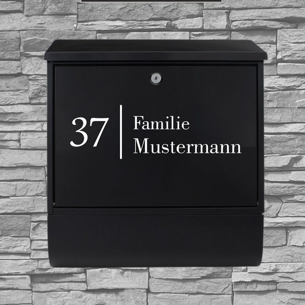 Briefkasten Namensschild Aufkleber - Familie, Name, Nummer -