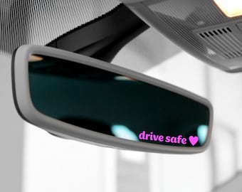 Autospiegel Aufkleber | DRIVE SAFE | Spiegel Aufkleber | Rückspiegel Aufkleber | Herz