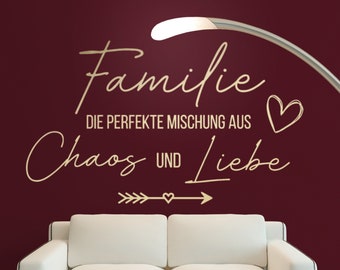 Wandtattoo - Familie die perfekte Mischung - Wandaufkleber Spruch für das Schlafzimmer, Wohnzimmer, Flur und Eingangsbereich Wandbild Deko