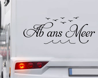 Ab ans Meer Reise Ausflug Urlaub Wohnmobil Wohnwagen Aufkleber Auto Caravan Van Sticker Autoaufkleber Womo Camper