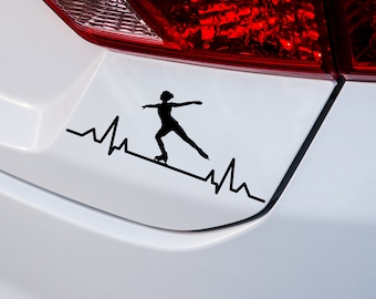 Autoaufkleber Herzschlag Eiskunstlauf Schlittschuh Fahren | Puls Linie Vinyl Auto Aufkleber Heckklappen Sticker Wohnmobil Wohnwagen
