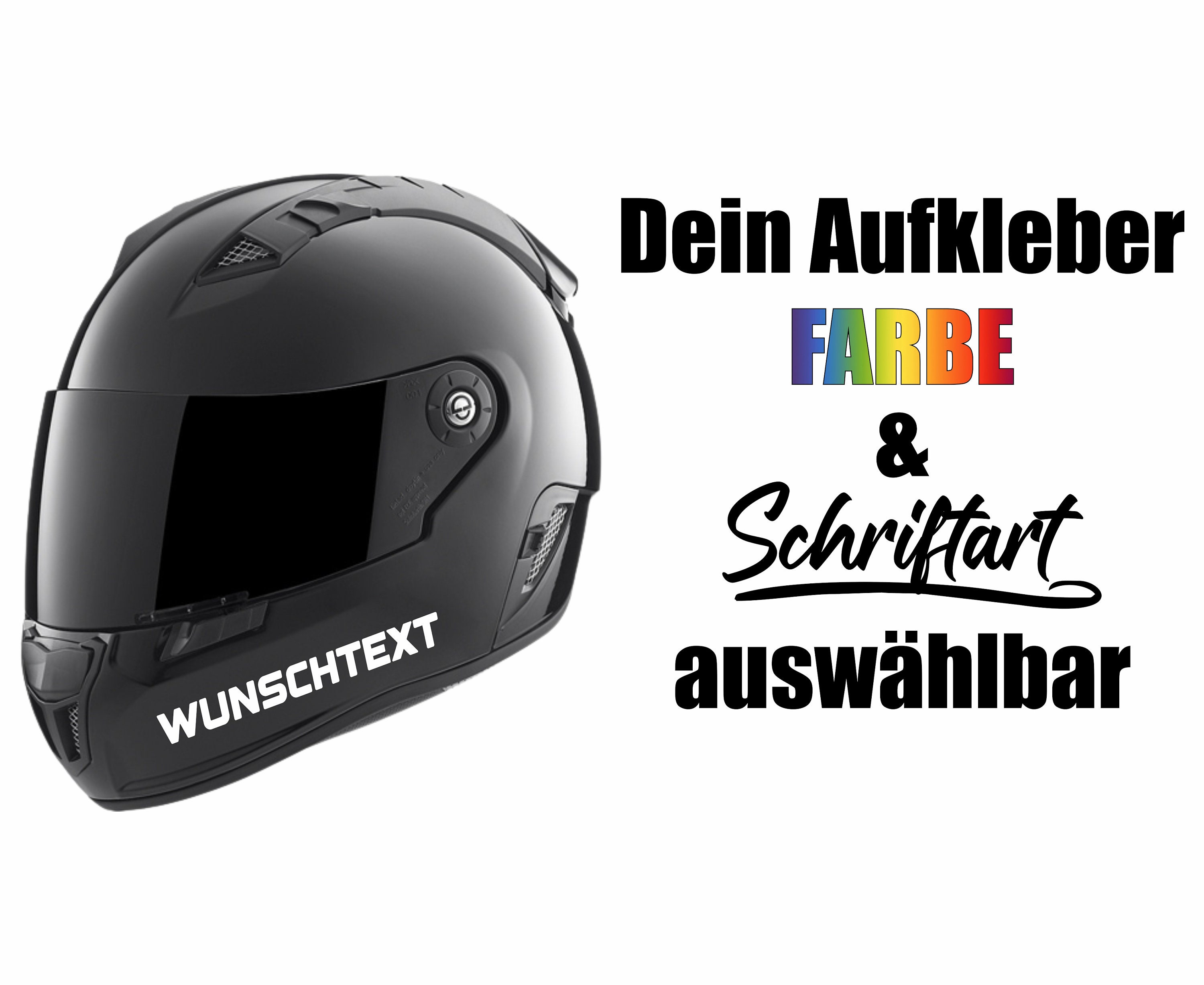 Helmaufkleber - Aufkleber für Helm mit Wunschtext - Wunschtext Aufkleber  für Helme Namenaufkleber konfigurieren: : Auto & Motorrad