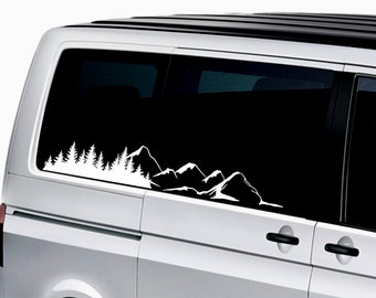Wald Berge Sticker SET Wohnmobil Wohnwagen Aufkleber Gebirge Bäume Seitenaufkleber Auto Caravan Van Sticker Aufkleber Autoaufkleber Womo