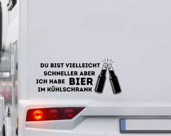 Bier im Kühlschrank Wohnmobil Wohnwagen Aufkleber Auto Caravan Van Sticker Autoaufkleber Womo Camper