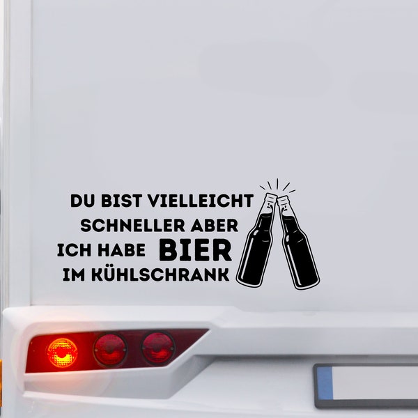 Bier im Kühlschrank Wohnmobil Wohnwagen Aufkleber Auto Caravan Van Sticker Autoaufkleber Womo Camper