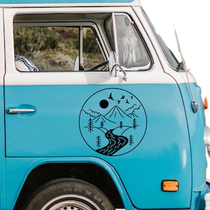 Schöne Landschaft Berge Fluss Camping Wohnmobil Wohnwagen Aufkleber Auto Caravan Van Sticker Autoaufkleber Womo Camper