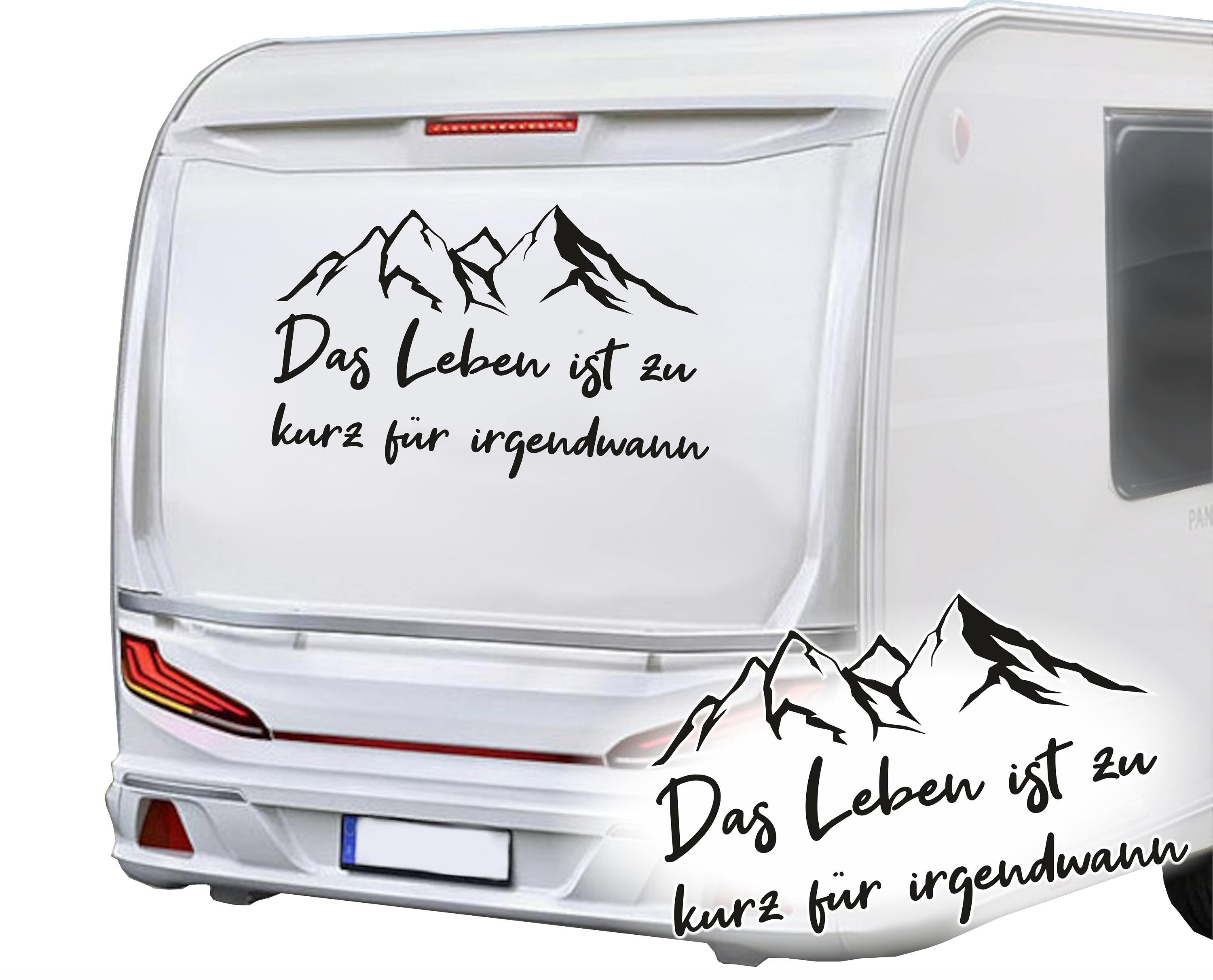 Adesivo Per Camper E Roulotte - Das Leben Ist Zu Kurz Für Irgendwann - 32 Cm, Pellicola Oracal 751 Nero - 4