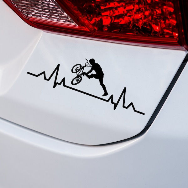 Autoaufkleber Herzschlag BMX Mountainbike Skaten | Puls Linie Vinyl Auto Aufkleber Heckklappen Sticker Wohnmobil Wohnwagen