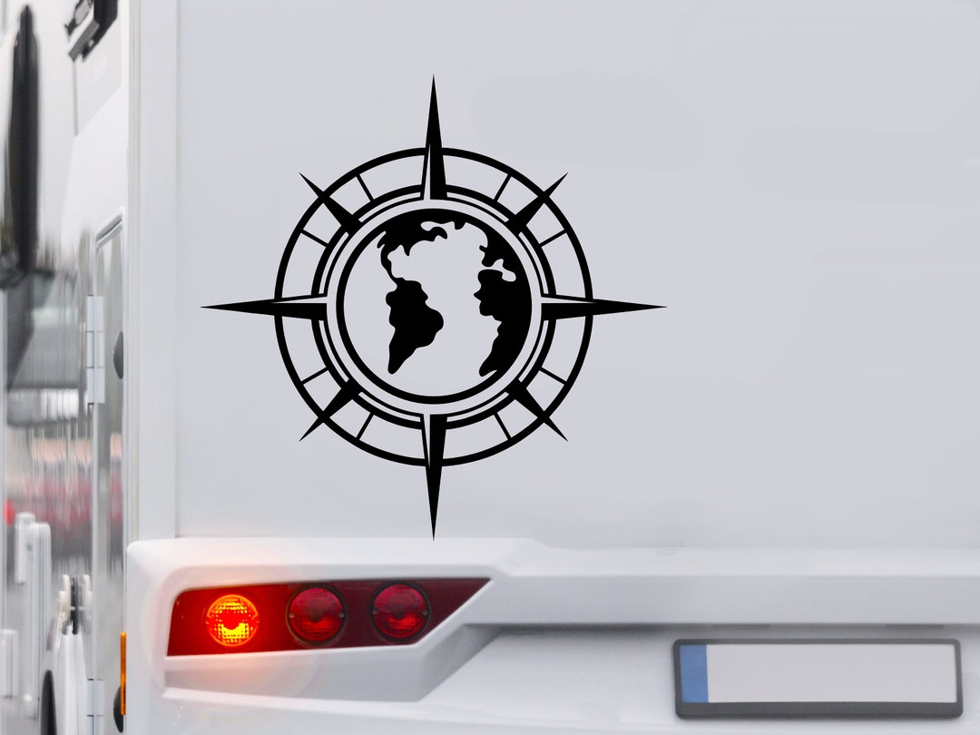 Kompass Weltkugel Weltkarte Wohnmobil Wohnwagen Aufkleber Auto Caravan ...