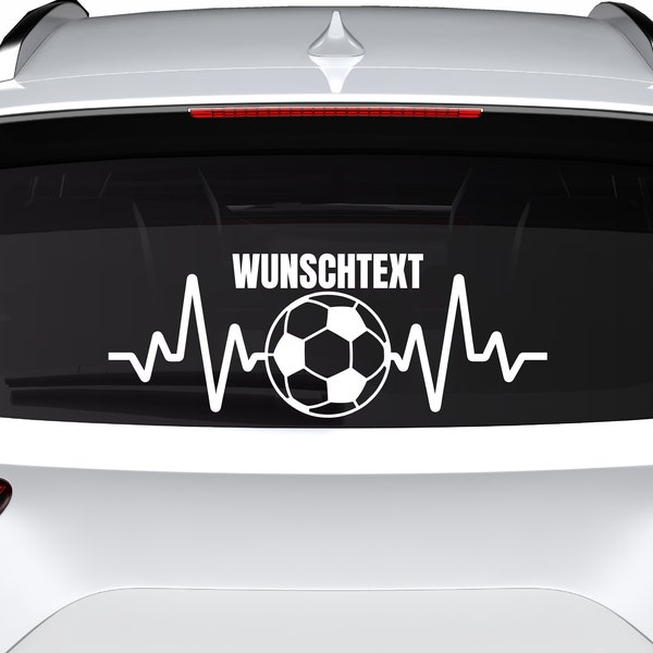 Autoaufkleber Herzschlag Fußball Wunschtext | personalisierter Vinyl Auto Aufkleber Heckklappen Sticker Wohnmobil Wohnwagen