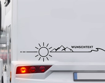 Wunschtext Sonner Berge Line Wohnmobil Wohnwagen Aufkleber Auto Caravan Van Sticker Autoaufkleber Womo Camper