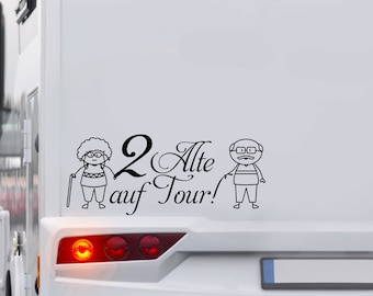 2 Alte auf Tour  Wohnmobil Wohnwagen Aufkleber Auto Caravan Van Sticker Autoaufkleber Womo Camper