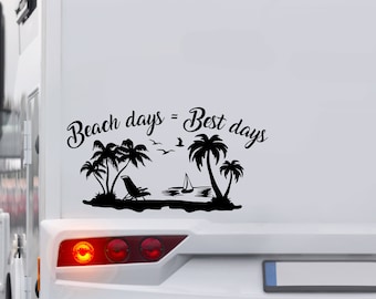 Días de playa: ¡los mejores días! Pegatina Autocaravana Caravana Coche Caravana Furgoneta Pegatina Coche Womo Camper