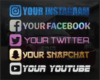 Pegatinas de redes sociales | Facebook, Instagram, Snapchat, Twitter, YouTube| Etiqueta de Instagram | pegatinas JDM | pegatina para el parachoques insta