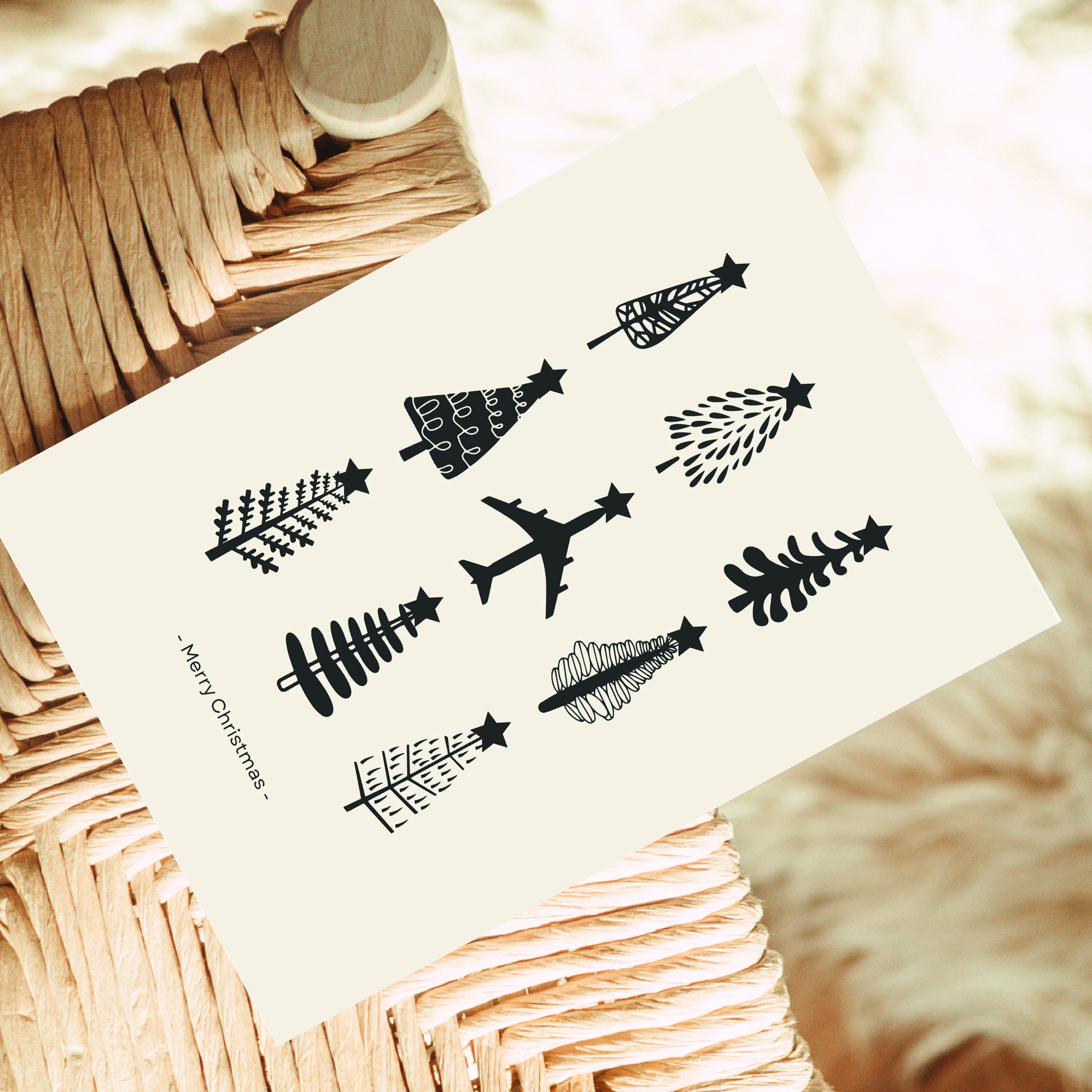 Aviation Christmas Card, Christmas Tree, Plane, DIGITAL DOWNLOAD, Print ...