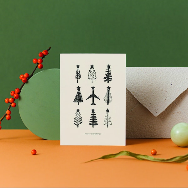 Aviation Christmas Card, Christmas Tree, Plane, DIGITAL DOWNLOAD, print your own, aviator, seasonal festive greetings card, pilot gift