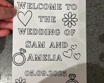 Paquete de actividades para bodas infantiles, juegos de boda para niños, hojas para colorear para niños, paquete personalizado