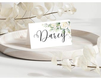 Tarjetas de mesa para bodas con follaje floral, tarjetas de nombre personalizadas tipo tienda de campaña para tarjetas de asiento elegantes para invitados, decoración rústica para bodas, tarjeta de mesa personalizada
