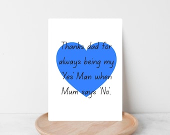 Tarjeta divertida para el Día del Padre, gracias, sí, hombre, de parte de los niños, tarjeta humorística, recuerdo para papá, hecha a mano en el Reino Unido.