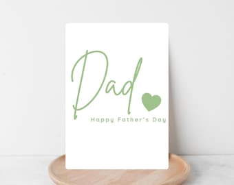 Tarjeta del Día del Padre, tarjeta minimalista para papá, tarjeta verde salvia, tarjeta con fuente de escritura moderna, tarjeta elegante para papá, tarjeta estética para papá, diseño británico hecho a mano.