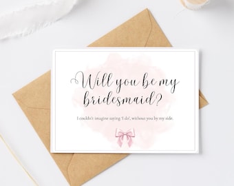 Tarjetas de propuesta de boda minimalistas en rosa y azul suave, elegantes, hechas a mano en el Reino Unido.