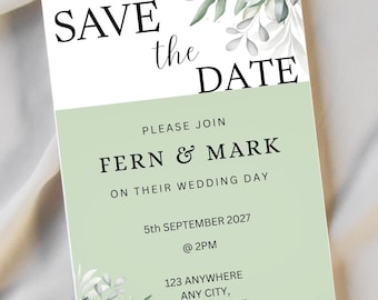 Invitaciones minimalistas para reservar la fecha de la boda, invitación bohemia moderna, anuncio de compromiso neutro, invitación sencilla y elegante