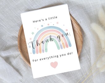 Tarjeta de agradecimiento Arcoíris Pastel, Tarjeta minimalista, Regalo para profesores, Tarjeta de agradecimiento, Tarjeta de fin de trimestre, Tarjeta personalizada, Papelería del Reino Unido
