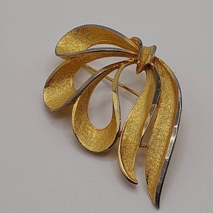 Vintage Gold zweifarbige Welle Bogen Brosche