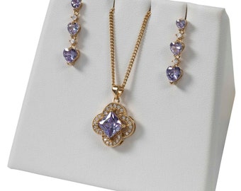 Cubic Zirconia Amethyst Hearts & Star Set