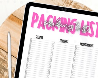 Vacation Packing List Template | Editable Travel Checklist (Digital Download)