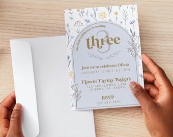 Wildflower Birthday Invitation | Boho Floral First Birthday (Digital Download)