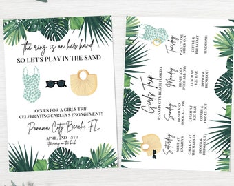 Tropical Bachelorette Party Invitation, Beach Girls Trip (Digital Download)