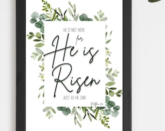 He is Risen Easter Scripture Art Print (Digital Download)
