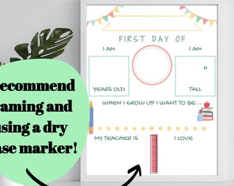 First Day of School Printable| First Day of School Sign| First Day Fill in Sign| All about Me Sign| First Day Sign| Back to School Sign|