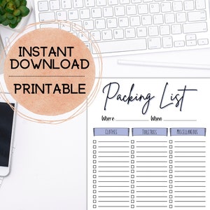 Packing List Printable Template for Vacation | Vacation List | Packing ...